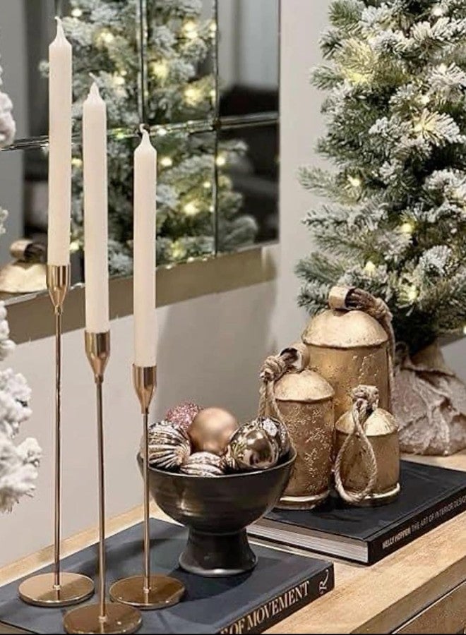 THOR INSTRUMENTS Large Vintage Gold Cow Bells for Rustic Christmas Decor Hanging Bells on Rope Set of 3 Harmony Cow Bells Vintage Handmade Rustic Lucky (Set of 3, 4,6,8 inches) - Image 1